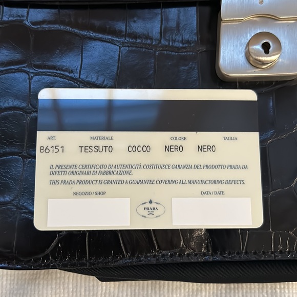 90’s Prada Black Croc embossed leather top handle handbag. - Picture 10 of 13